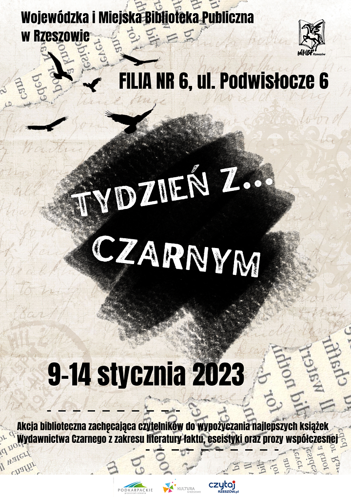 Napis tydzień z&nbsp;czarnym na&nbsp;czarnym tle