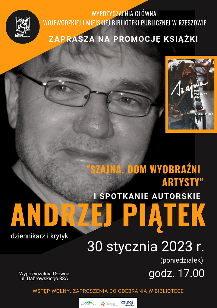 Na plakacie twarz mężczyzny w&nbsp;średnim wieku, w&nbsp;okularach