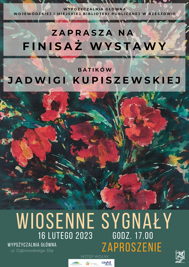 Czerwone i żółte kwiaty na zielonym tle