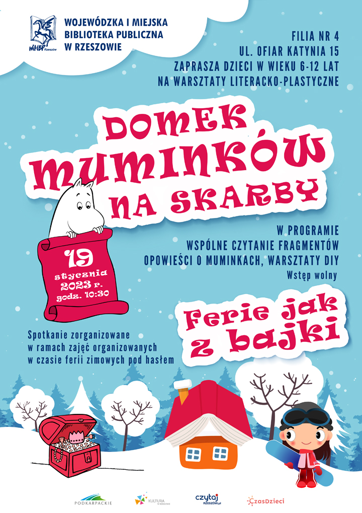 Dziewczynka, domek i&nbsp;kufer pełen skarb&oacute;w w&nbsp;zimowej scenerii