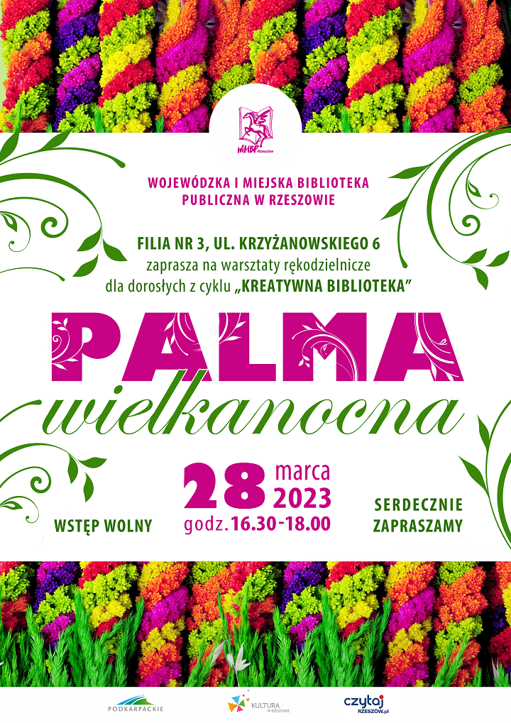 Dziesięć leżących w rzędzie kolorowych palm wielkanocnych