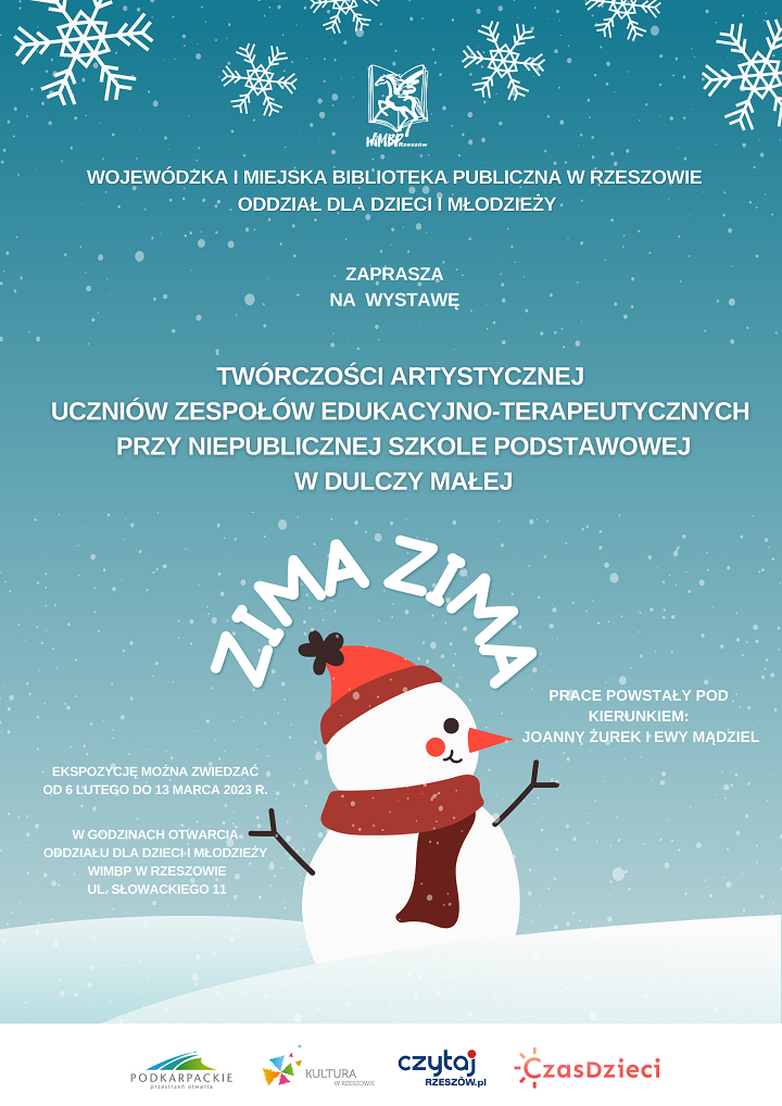 Bałwanek stoi w&nbsp;padającym śniegu