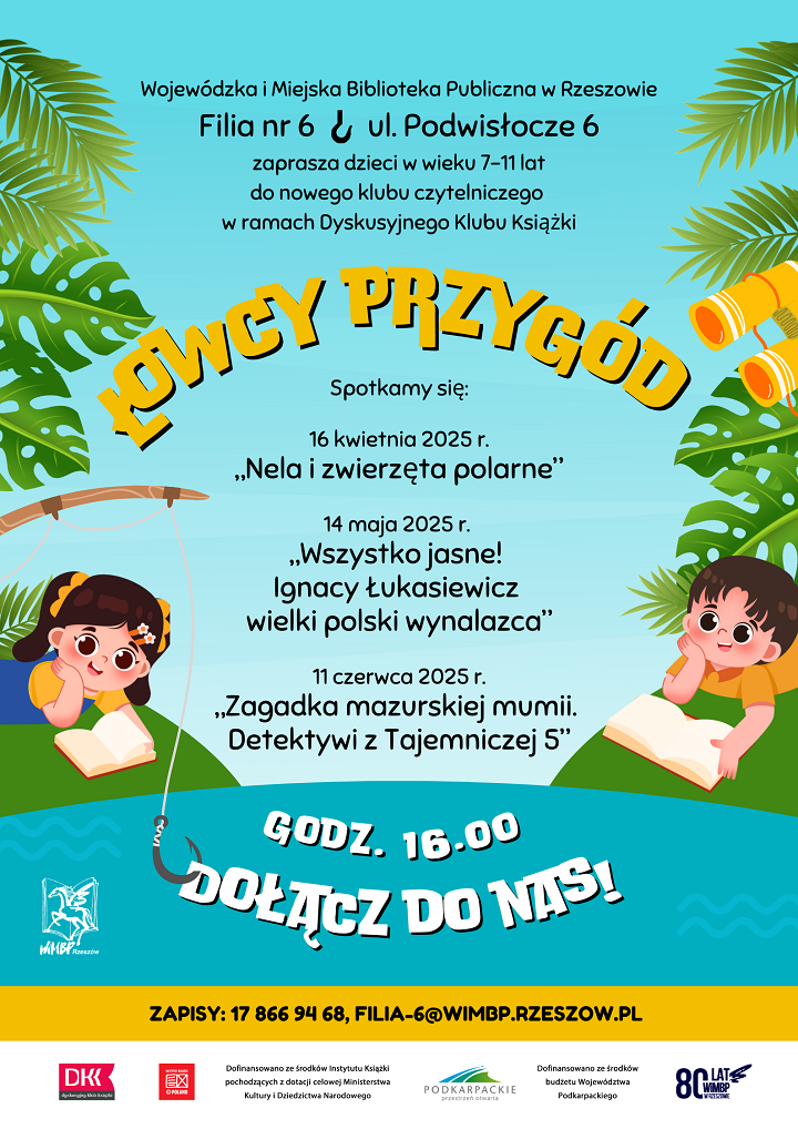 Dzieci podczas czytania książek. W tle rajskie krajobrazy.