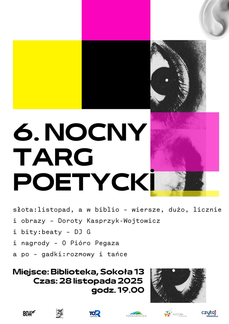 Na grafice narządy: oko, ucho i kolorowe kwadraty