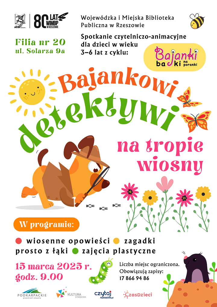 Pies z lupą, kwiaty, owady, kret, słońce, kwiaty. 