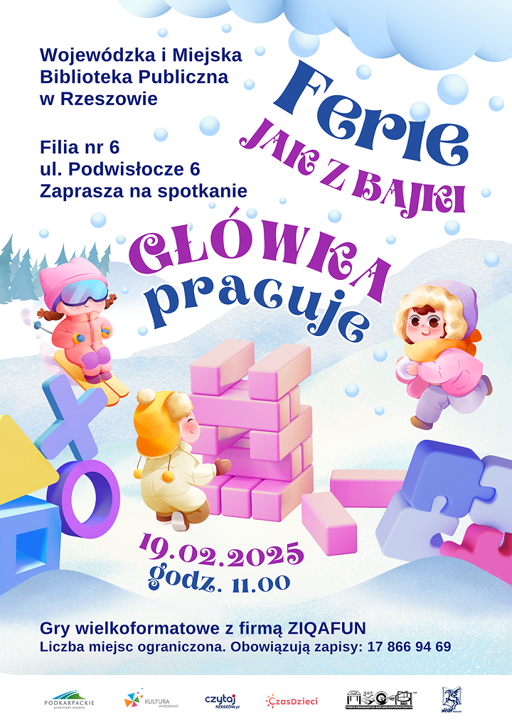Dzieci bawiące się na śniegu w gry wielkoformatowe.