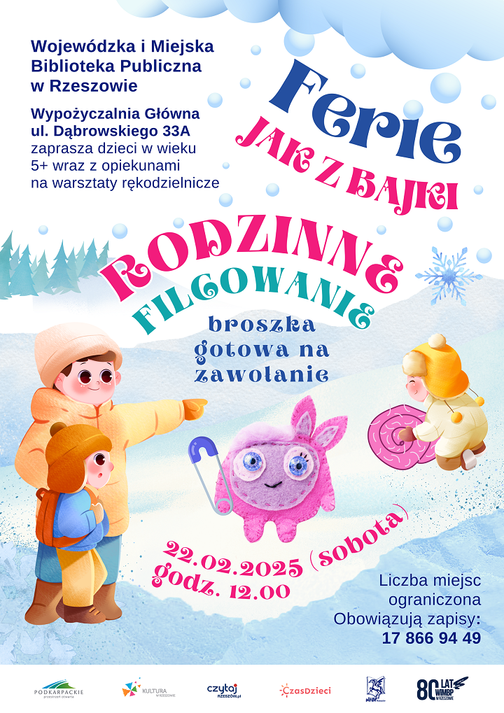 Dzieci podczas zimowych zabaw. Postacie z filcowego materiału. 