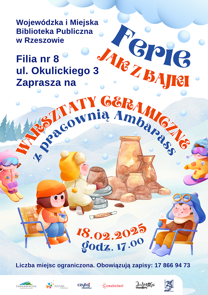 Dzieci na śniegu tworzące naczynia ceramiczne.
