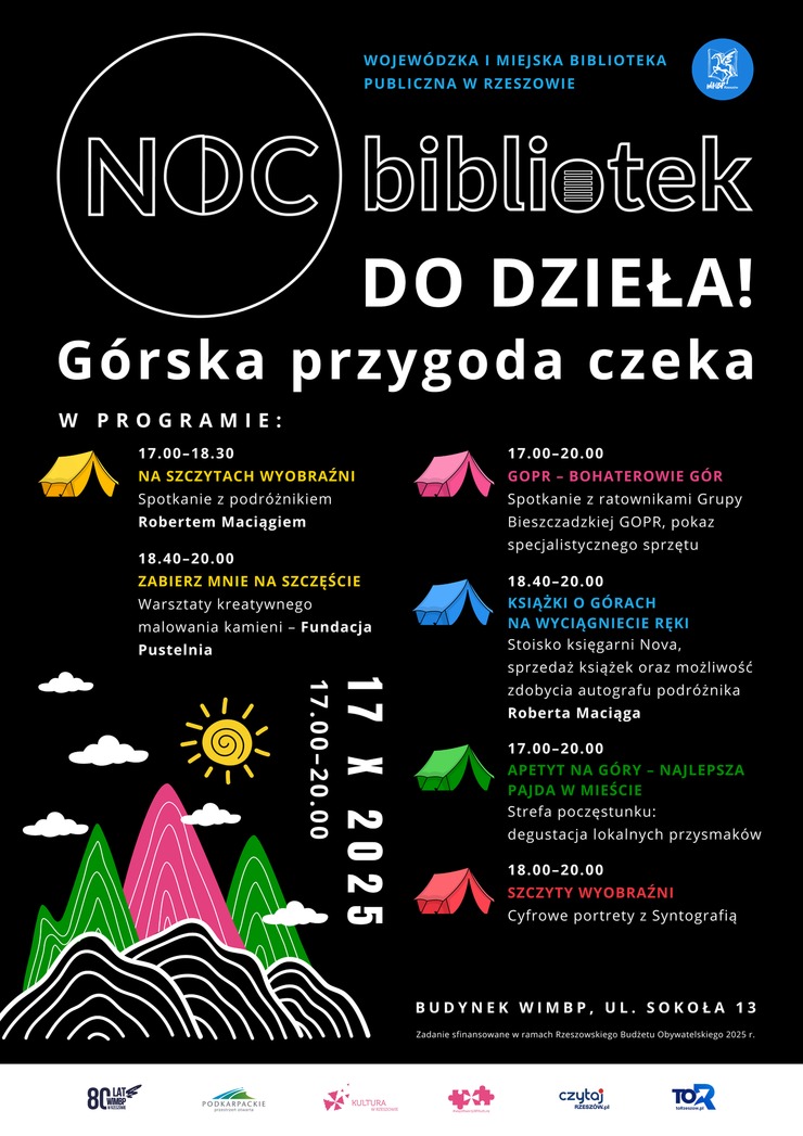 Góry i kolorowe namioty