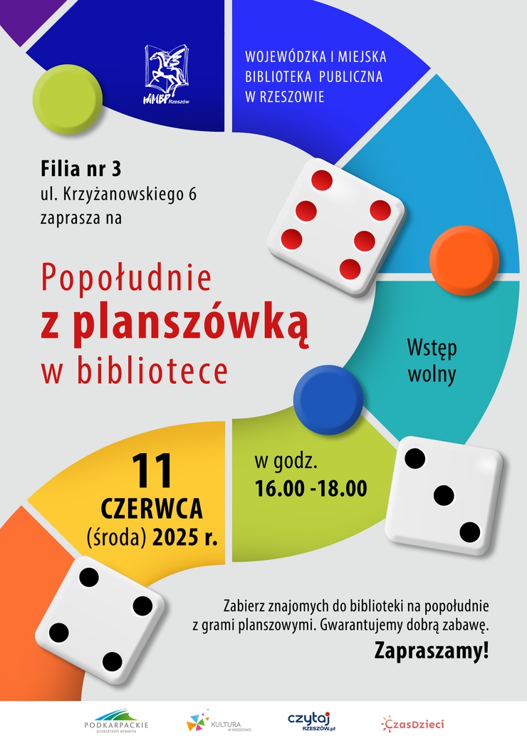 Grafika z planszą do gry, kostkami i pionkami