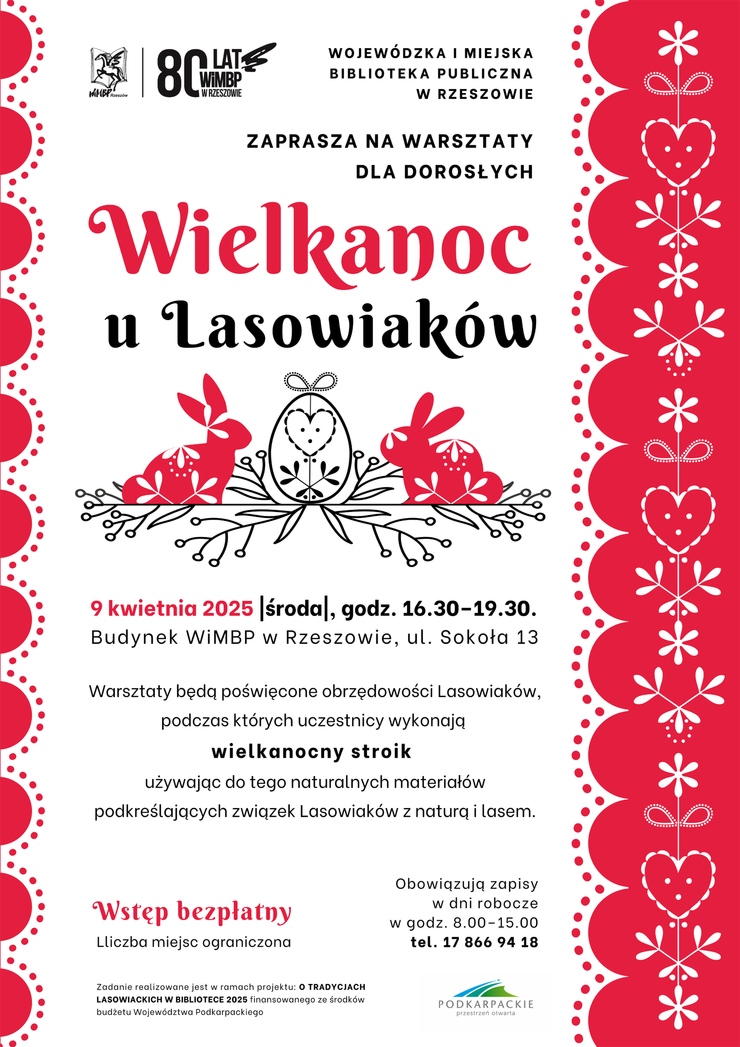 Grafika z wzorem lasowiackim i motywem wielkanocnym