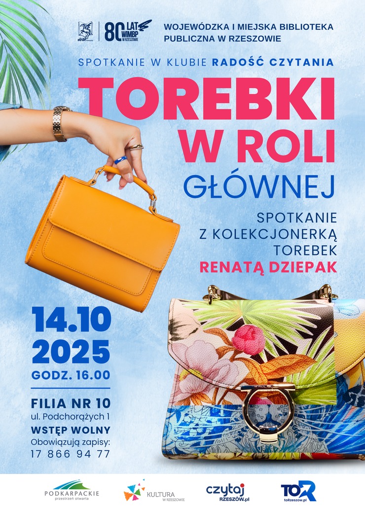 Ręka trzymająca żółtą torebkę, obok torebka z motywem roślinnym.