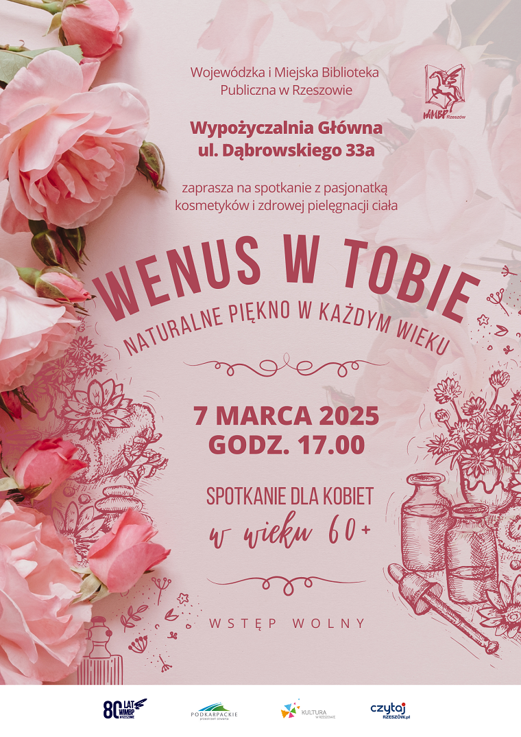 Różowe róże oraz buteleczki z kosmetykami