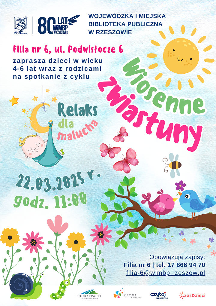 Kolorowe ptaszki, kwiatki, słońce. 