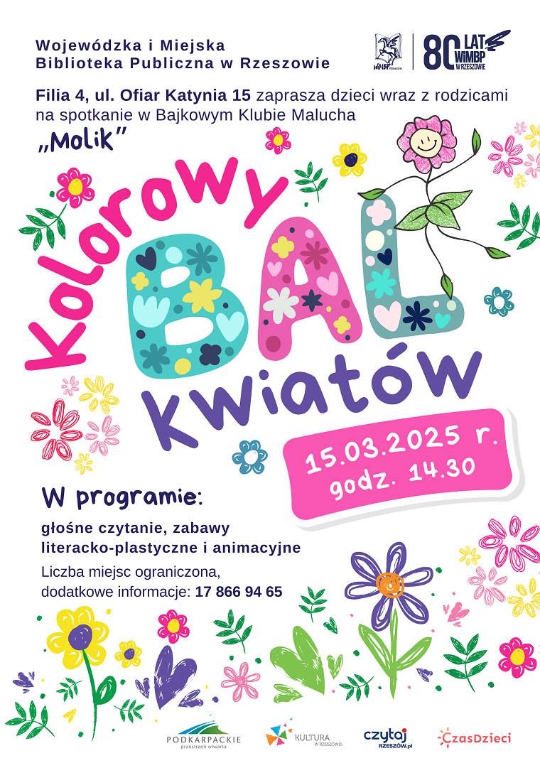 Grafika pełna kolorowych kwiatów
