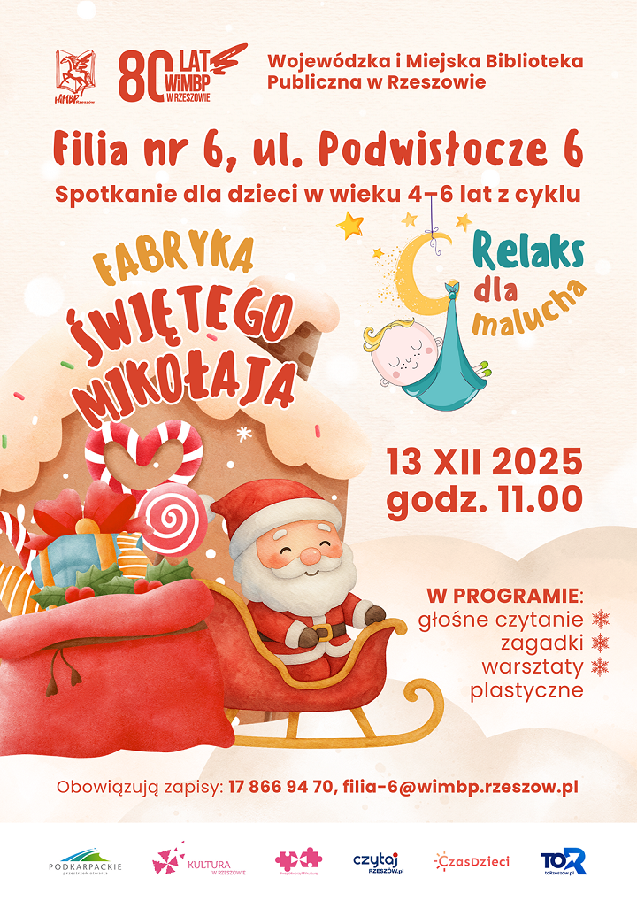 Grafika świąteczna z Mikołajem i saniami pełnymi prezentów