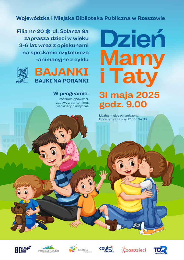 Rodzice z czwórką dzieci w park w dużym mieście. 