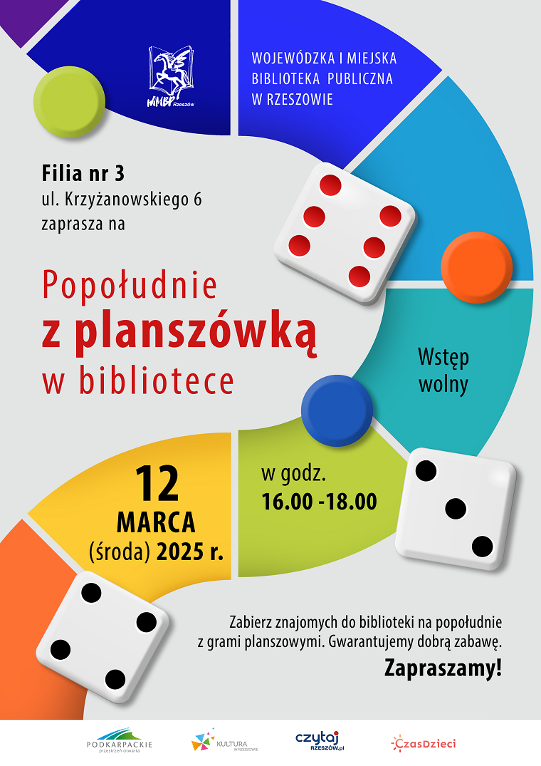 Grafika z planszą do gry, kostkami i pionkami