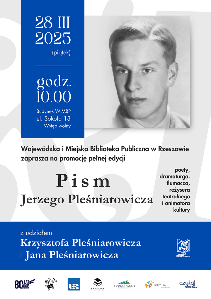 Grafika z czarno-białym zdjęciem legitymacyjnym młodego mężczyzny