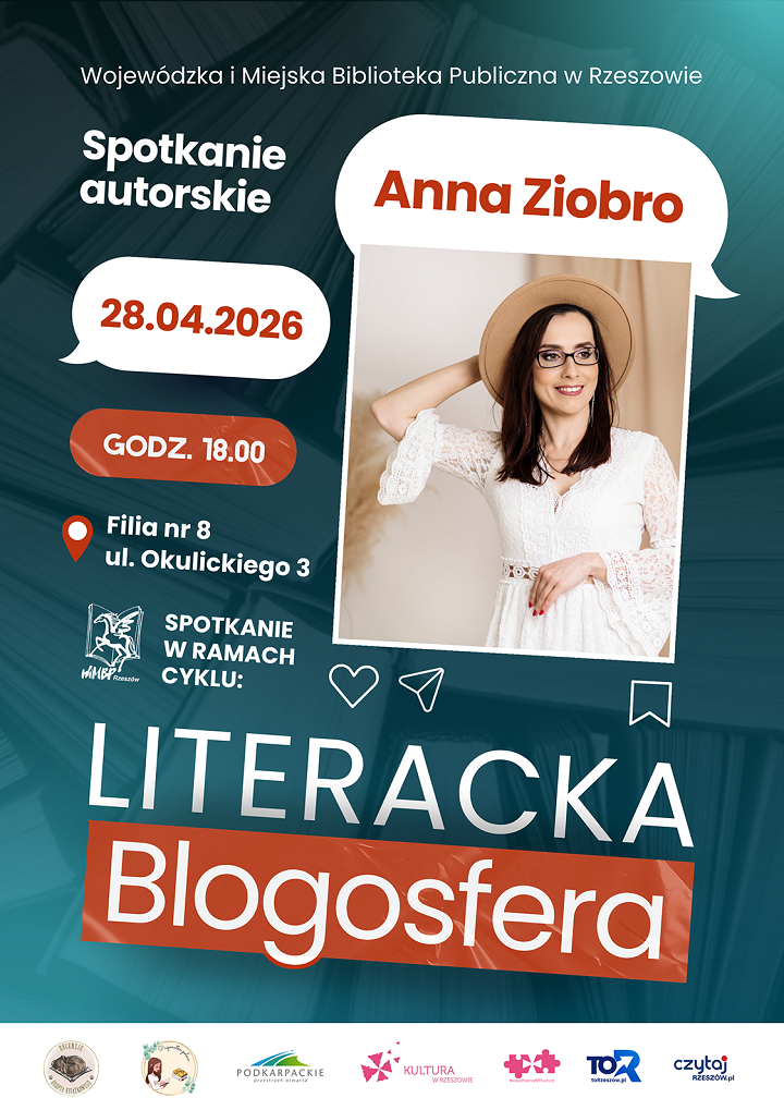 Plakat ze zdjęciem młodej kobiety w&nbsp;białej, koronkowej sukience i&nbsp;kapeluszu