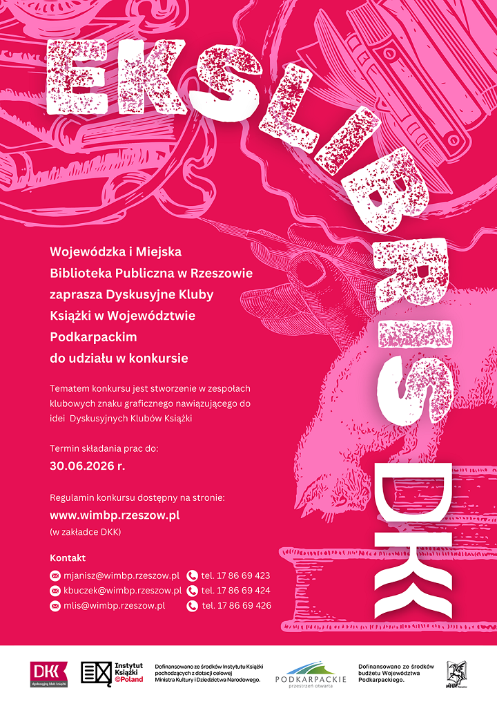 Plakat z&nbsp;grafiką książek i&nbsp;ręki z&nbsp;pi&oacute;rem