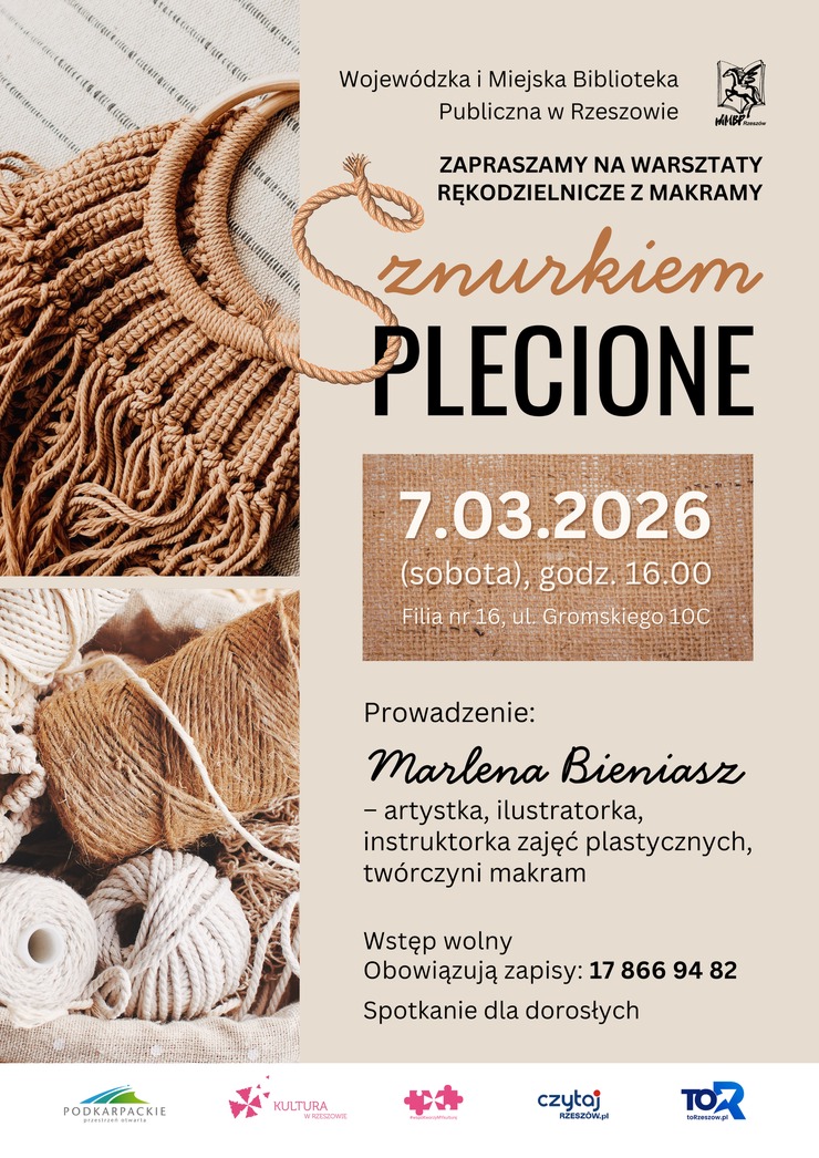 Makrama ze sznurka, poniżej sznurek w&nbsp;motkach