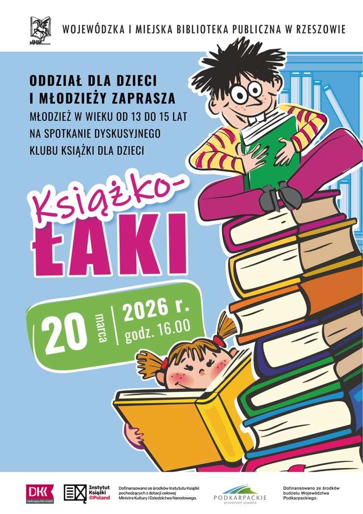 Dwoje dzieci i&nbsp;stos książek. 