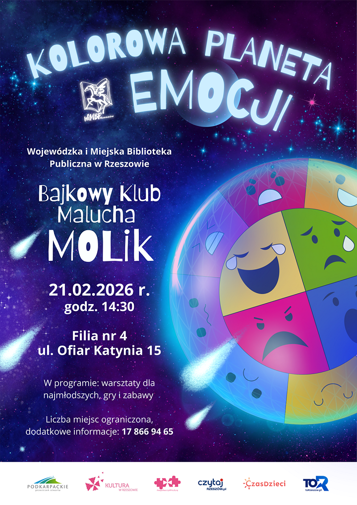 Plakat z&nbsp;rysynkiem kolorowych buziek wyrażających r&oacute;żne emocje